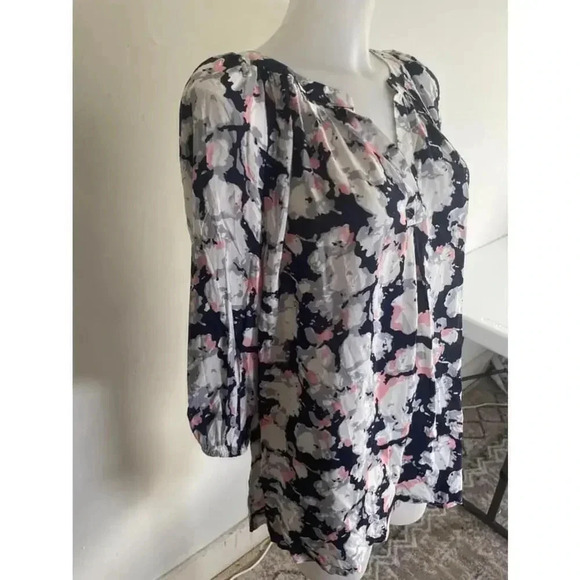 Women's Saint Tropez West Blue and Pink Floral 3/4 Sleeve Blouse Size 1X NWT 068 - Picture 5 of 11